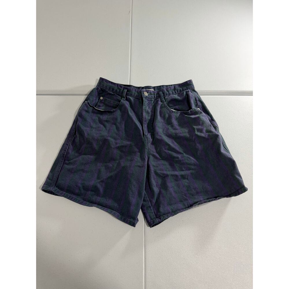 Vintage Skoozi Purple Black Denim Jean Shorts Women’s Size 13 High Rise 90s